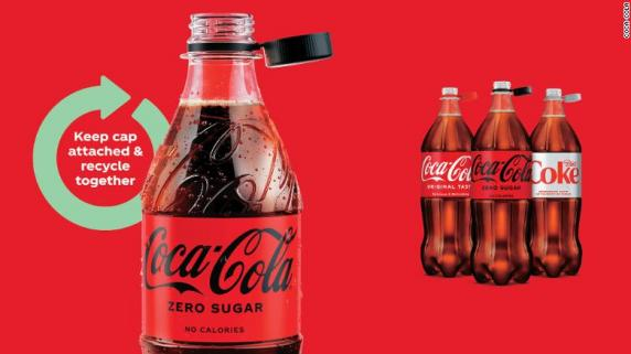 可口可乐英国分公司推出新包装——不会掉的瓶盖